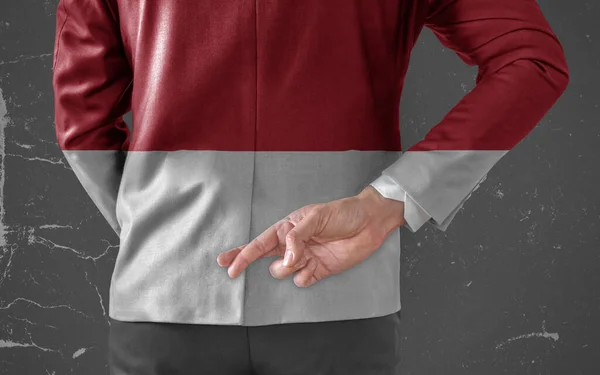 Kurtka Biznesmena Flagą Monako Kciukami Plecami — Zdjęcie stockowe