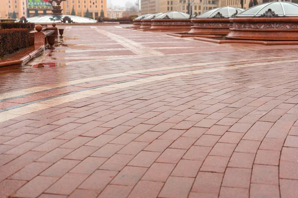 Minsk Belarus November 2019 Empty Central Square Minsk Cloudy Day — Stock Photo, Image