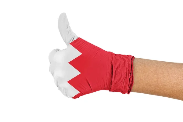 Флаг Бахрейна Перчатке Большими Пальцами Вверх — стоковое фото