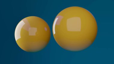 Mavi arka planda uzayda süzülen turuncu toplu 3D görüntüleme