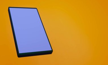 Turuncu arka planda cep telefonlarını gösteren 3D görüntüleme