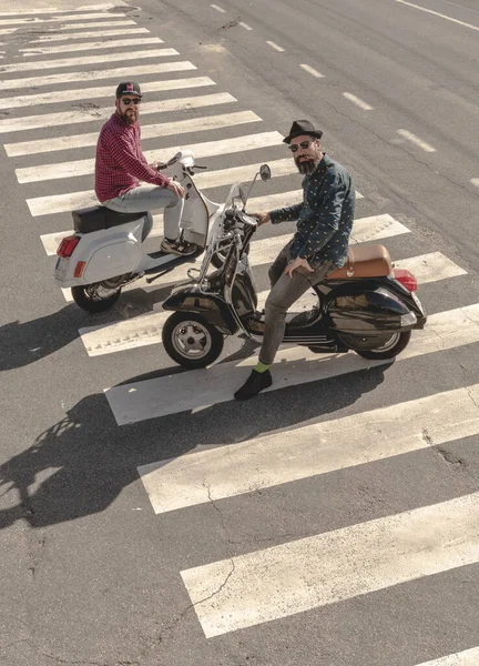 Two Bearded Men Riding Motorcycles — Fotografia de Stock