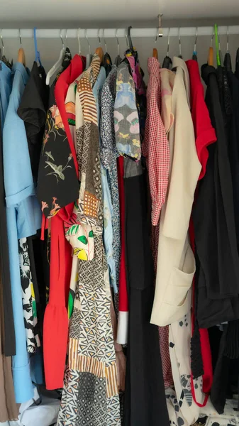 Clothes Hanging Hangers Closet — Stock Photo, Image
