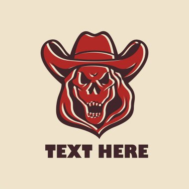 Skull cowboy logo, suitable for brand, business, team or community logos. 