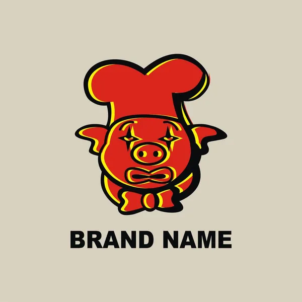 Clown Pig Head Chef Mascot Logo Suitable Brand Business Team — Vector de stock