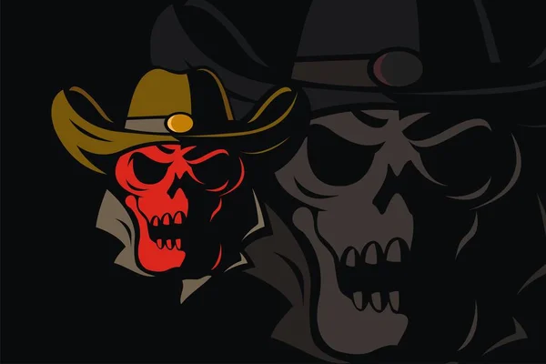 Red Skull Wearing Cowboy Hat Suitable Team Logos Communities Other —  Vetores de Stock