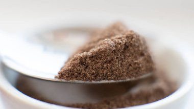 Kullanışlı toz besin takviyeleri. Organik gıda takviyeleri makro fotoğraf