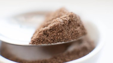 Kullanışlı toz besin takviyeleri. Organik gıda takviyeleri makro fotoğraf