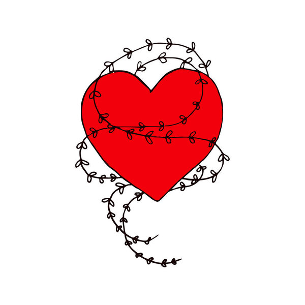  A heart for Valentine's Day. In a romantic style. Scribbles. Hand-drawn.