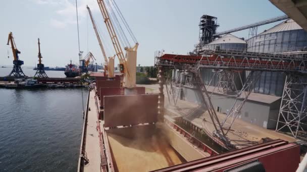 2021 Mariupol Ukraine Ukrtransagro Llc Wheat Loading Bulker Ship Cargo — Stock Video