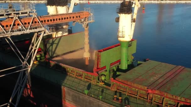 Aeronave Carga Trigo Para Carga Navio Bulker Elevador Grãos Marinhos — Vídeo de Stock