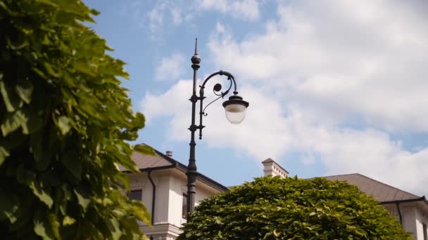Lâmpada Rua Vintage Parque Cidade Com Vidro Quebrado Lanterna Exterior — Vídeo de Stock