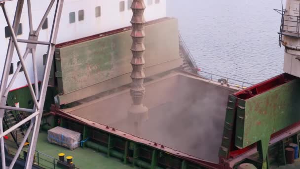 Wheat Loading Bulker Ship Cargo Container Sea Grain Terminal Seaport — Stock Video