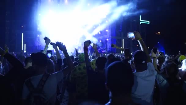 2019 Mariupol Ukraine Mfest Festival People Silhouettes Waving Hands Taking — Stok video