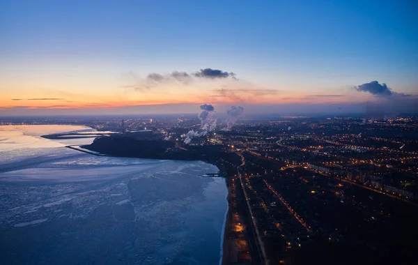 Mariupol Deki Azov Denizi Kıyısındaki Endüstriyel Sanayi Havası Fabrikanın Üst — Stok fotoğraf