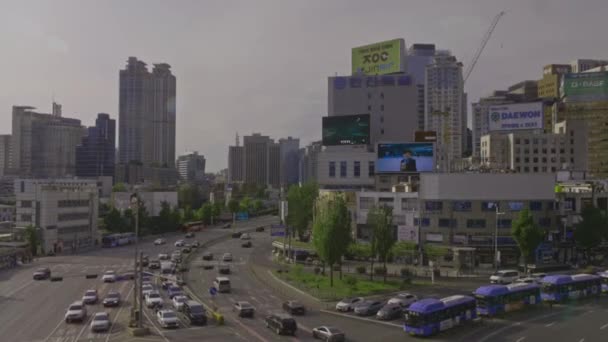 Beautiful High Angle City Landscape View Seoul Station — стокове відео