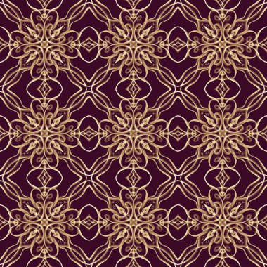Kusursuz süsleme kraliyet yüzey deseni, altın rengi, kestane rengi arka plan. Moda tasarımı, giysi, kumaş, ev dekorasyonu, yatak, duvar kağıtları, davetiyeler ve tebrik kartları için kullan