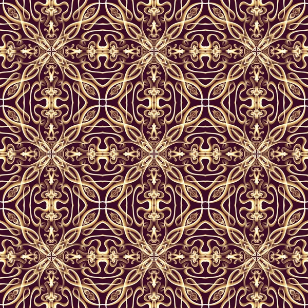 Bezešvé Ornamentální Královský Povrch Vzor Zlaté Barvě Hnědým Pozadím Použití — Stock fotografie