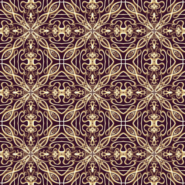 Seamless Ornamental Royal Surface Pattern Golden Color Maroon Background Use Stock Picture