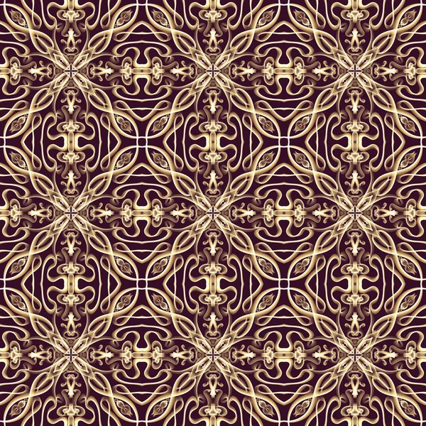 Bezešvé Ornamentální Královský Povrch Vzor Zlaté Barvě Hnědým Pozadím Použití — Stock fotografie