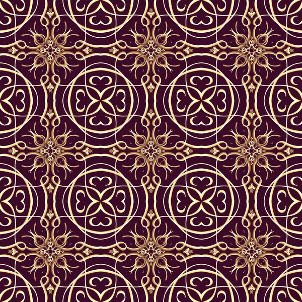 Seamless Ornamental Royal Surface Pattern Golden Color Maroon Background Use — Stock Photo, Image