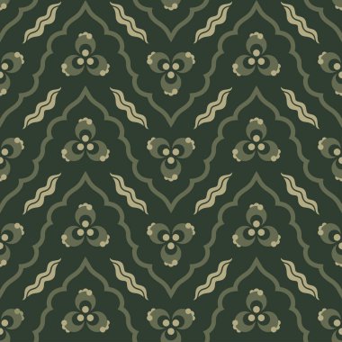 Seamless ornamental traditional vector pattern in orientalist Ottoman kaftan style with abstract chintamani motifs. Use for clothing, fabric prints, home textile, fashion design and wallpapers