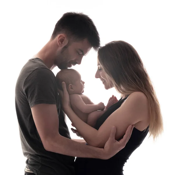 Parents with their new born baby in the studio — Foto Stock