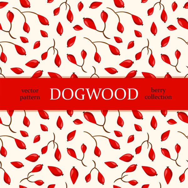 Padrão Sem Costura Bagas Madeira Vermelha Dogwood Fundo Natural —  Vetores de Stock