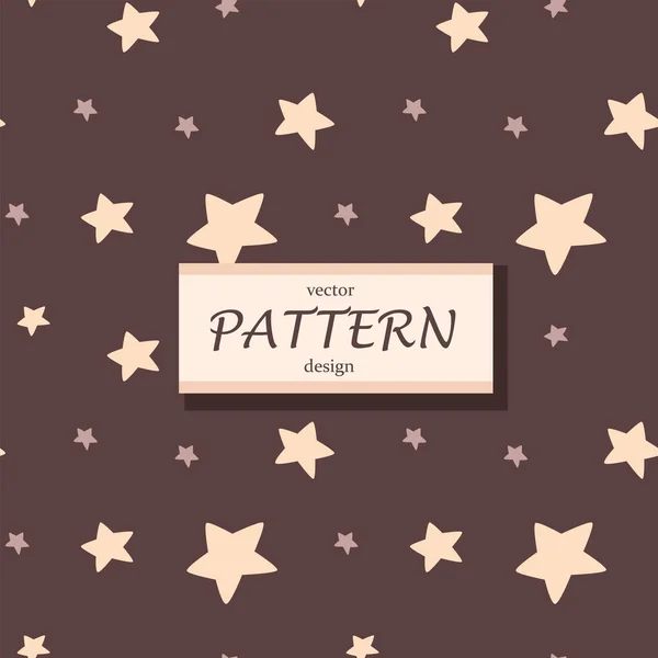 Seamless Pattern Cream Stars Brown Background Vector Minimalistic Children Print — Stock Vector