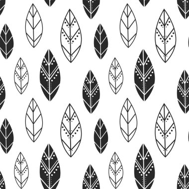 Boho 'da kusursuz siyah-beyaz vektör deseni
