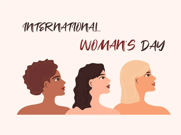 Internationale Vrouwendag en vrouwen, flat style — Stockvector