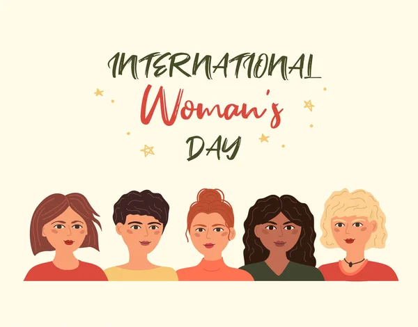 Journée Internationale Femme Féminisme Illustration Vectorielle Isolée Style Plat Femmes — Image vectorielle