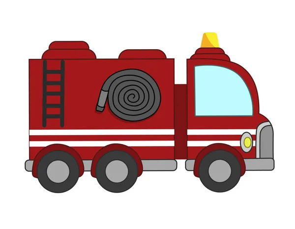 Camion Pompiers Véhicule Secours Spécial Voiture Rouge Illustration Pour Enfants — Photo