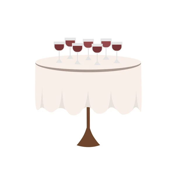 Tavolo Con Tovaglia Bianca Bicchieri Vino Banchetto Tavolo Buffet — Foto Stock