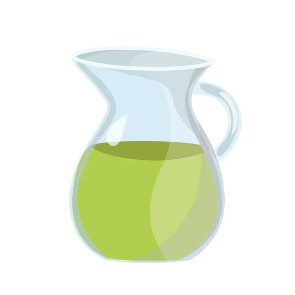 Ein Krug Saft. Illustration einer Krüge im Cartoon-Stil. Grünes Getränk, frisch gepresster Saft — Stockfoto