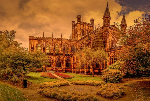 Catedral Chester Reino Unido Vista Desde Los Jardines Catedral —  Fotos de Stock