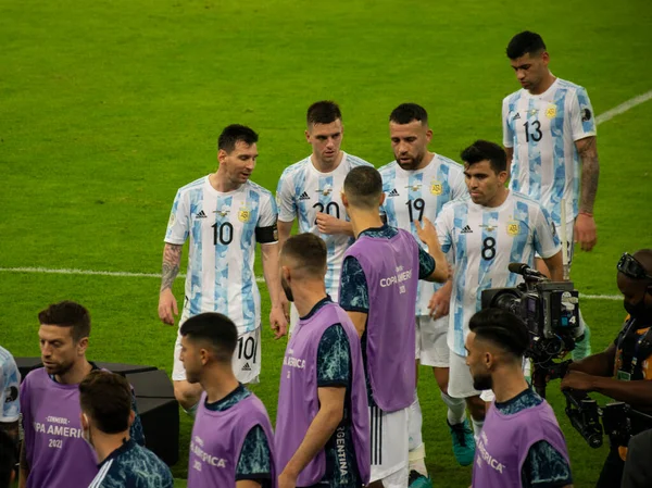 Brasil Argentina Jogando Futebol América Final 2021 — Fotografia de Stock