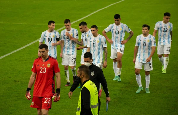 Brasil Argentina Jugando Fútbol Final América 2021 — Foto de Stock