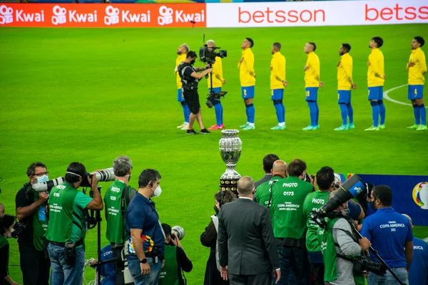 Brasil Argentina Jugando Fútbol Final América 2021 — Foto de Stock