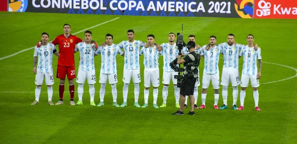 Argentina Footbal Teaml Final America 2021 Marcana Stadium — стокове фото