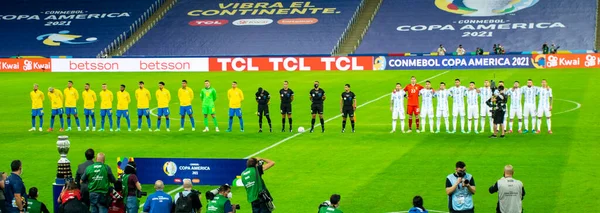 Brasil Argentina Jogando Futebol Final Copa América 2021 — Fotografia de Stock