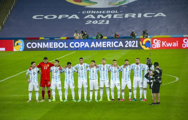 Fútbol Del Equipo Argentino Final Copa América 2021 Messi — Foto de Stock