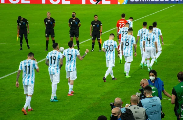 Brasil Argentina Jogando Futebol América Final 2021 — Fotografia de Stock