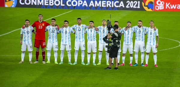 Argentina Footbal Teaml Final América 2021 Estádio Marcana Fotografia De Stock