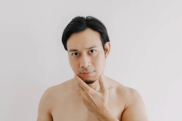 Shirtless man show off his face and skin for skincare product. — Stock Photo, Image