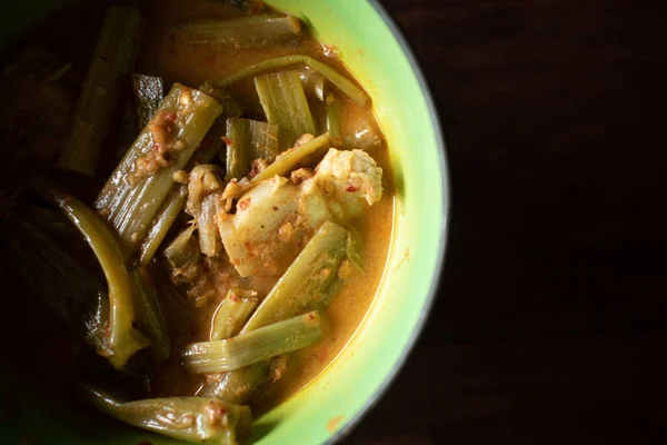 Thai food Kaeng The Po or Thai Pork Curry with Morning Glory. — Stock Photo, Image