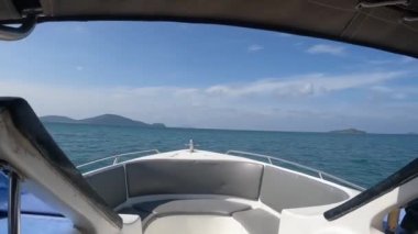 Speedboat trip on the sea in Phuket, Thailand. Summer vacation.