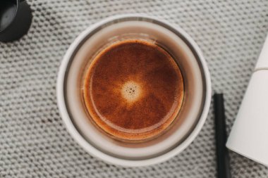 Kahvenin krema manzarası espresso fransız kahvesi..