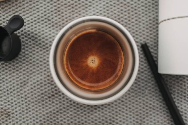 Kahvenin krema manzarası espresso fransız kahvesi..