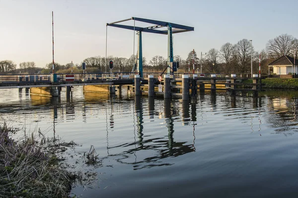 Bridge River Oude Ijssel Laag Keppel His Reflections Water Sunny — стоковое фото